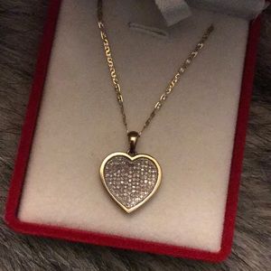 Diamond Heart Pendant Necklace 10KT Yellow Gold